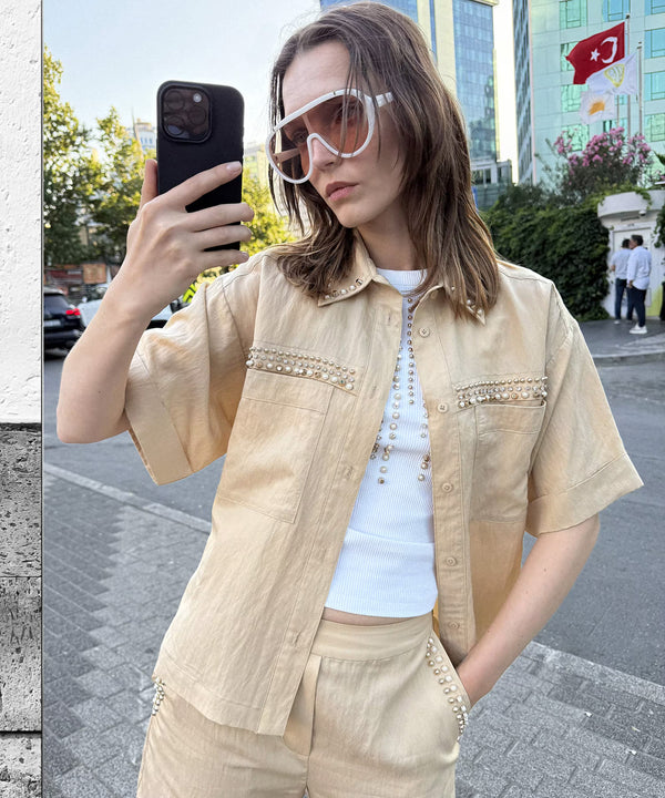 Ipekyol Shirt Jacket With Mixed Accessories Natural