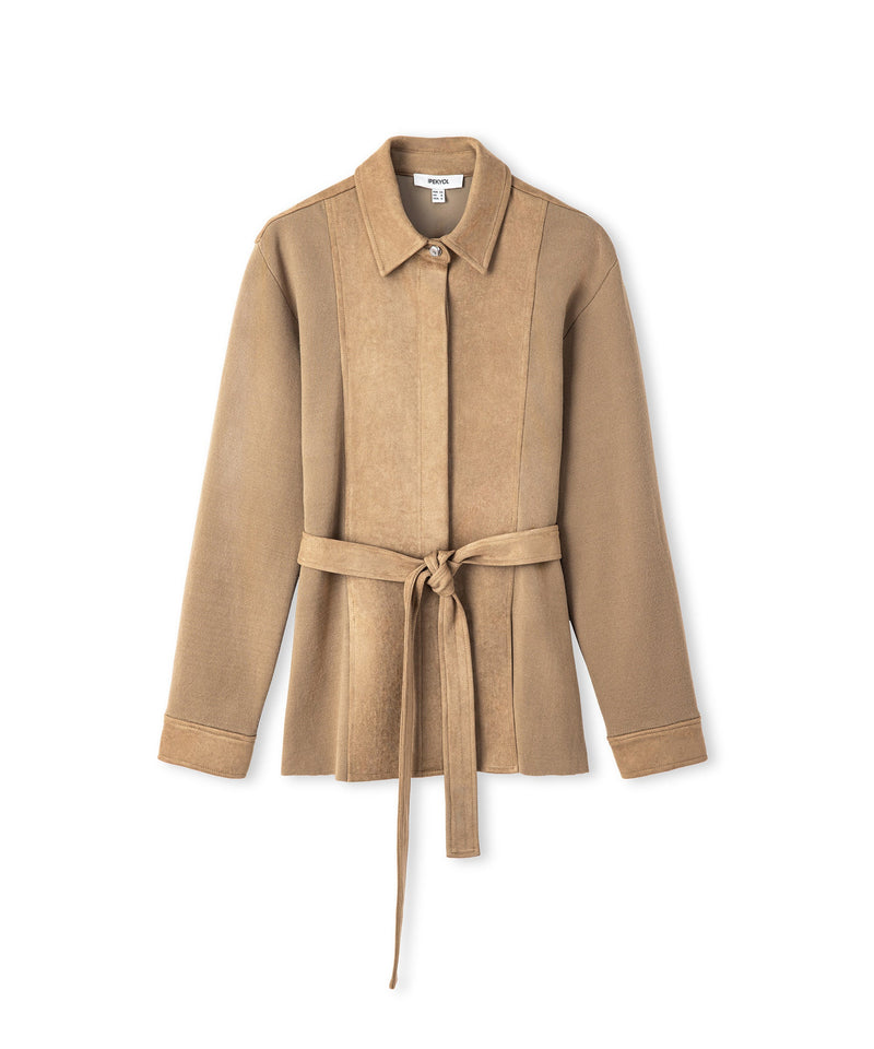 Ipekyol Mixed Media Belted Jacket Natural