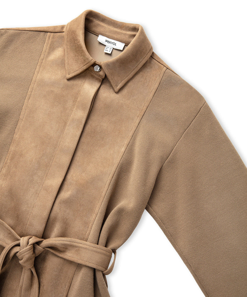 Ipekyol Mixed Media Belted Jacket Natural