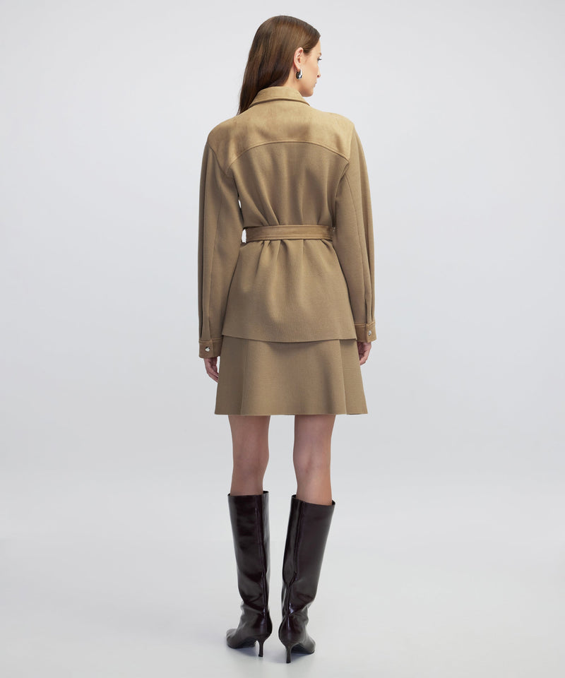 Ipekyol Mixed Media Belted Jacket Natural