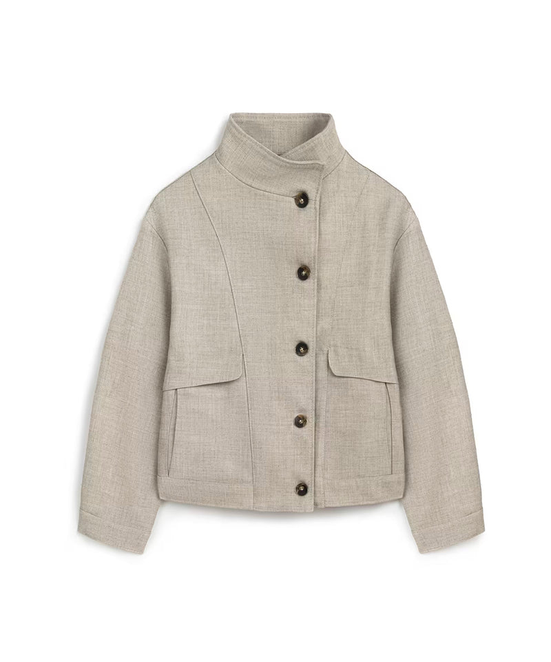Ipekyol High-Collar Boxy Jacket Light Beige