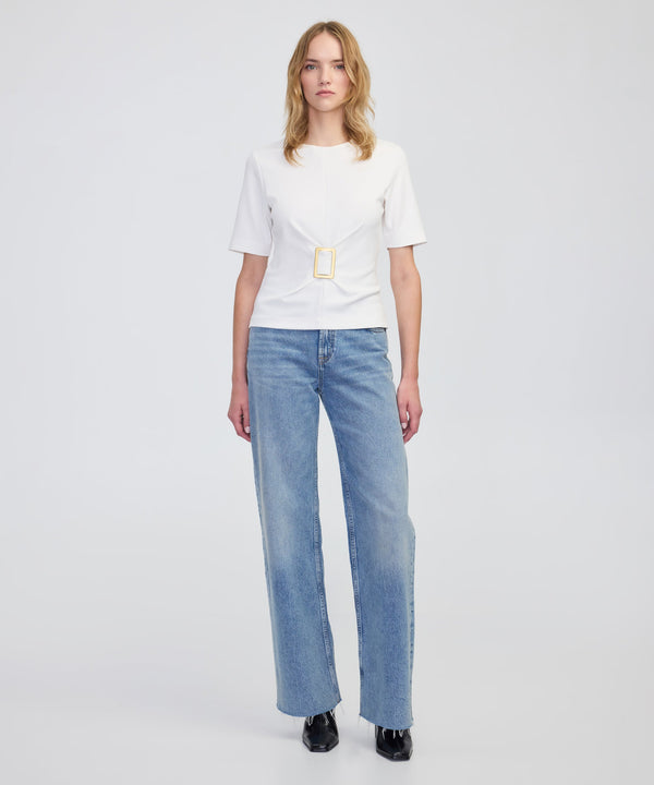 Ipekyol Short Sleeve Blouse With Buckle Ecru