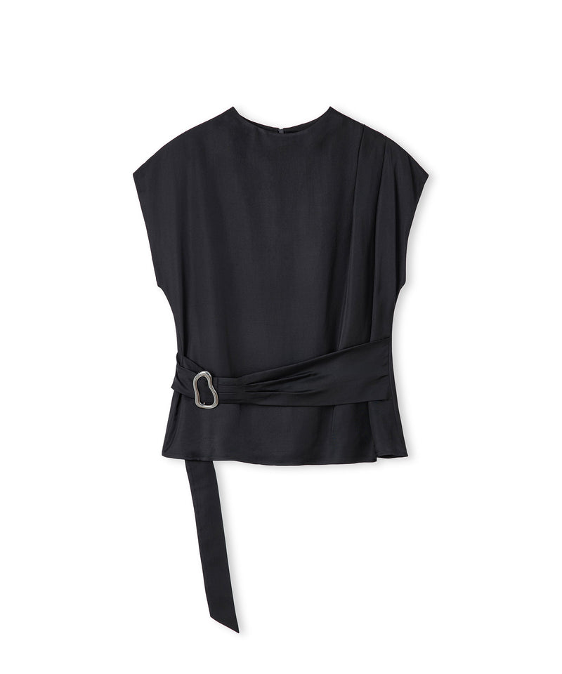 Ipekyol Satin-Effect Belted Blouse Black