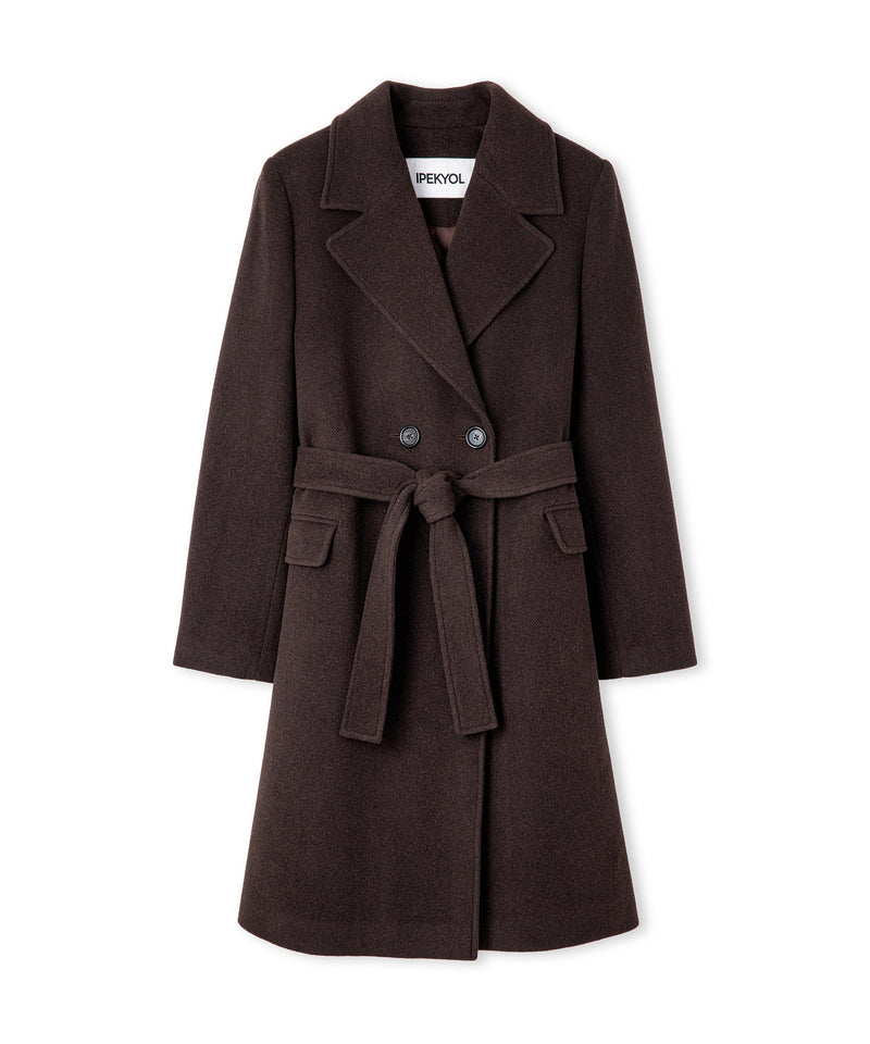 Ipekyol Double-Breasted Coat With Belt Brown