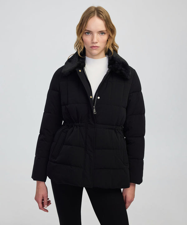 Ipekyol Quilted Puffer With Faux Fur Collar Black