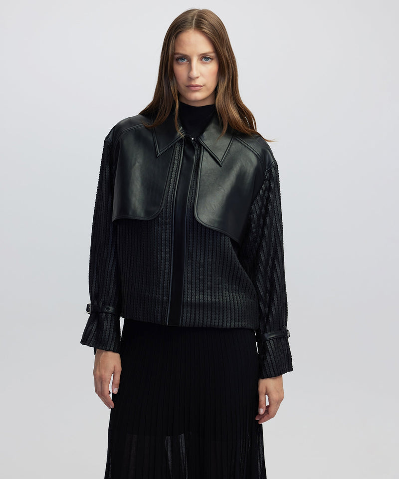 Ipekyol Contrast Textured Coat Black