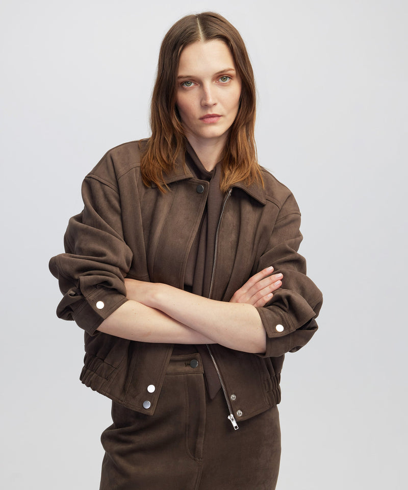 Ipekyol Suede-Effect Coat Brown