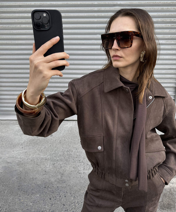 Ipekyol Suede-Effect Coat Brown