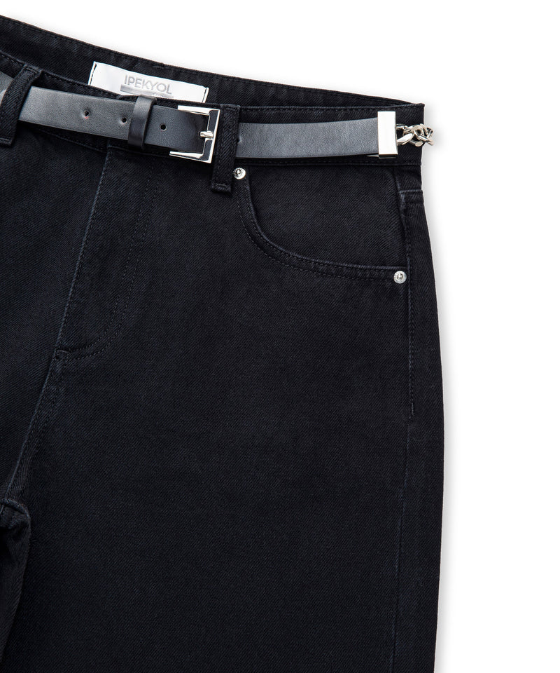 Ipekyol Belted Wide-Leg Jeans Black