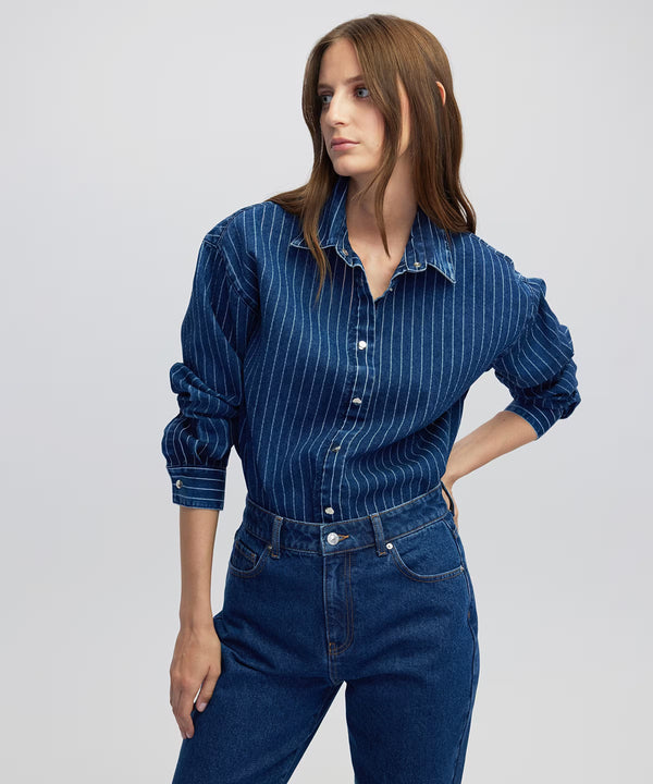 Ipekyol Striped Denim Shirt Light Blue