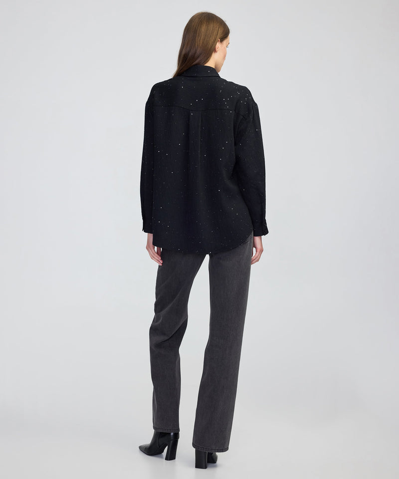 Ipekyol Sequin Embellished Striped Shirt Black