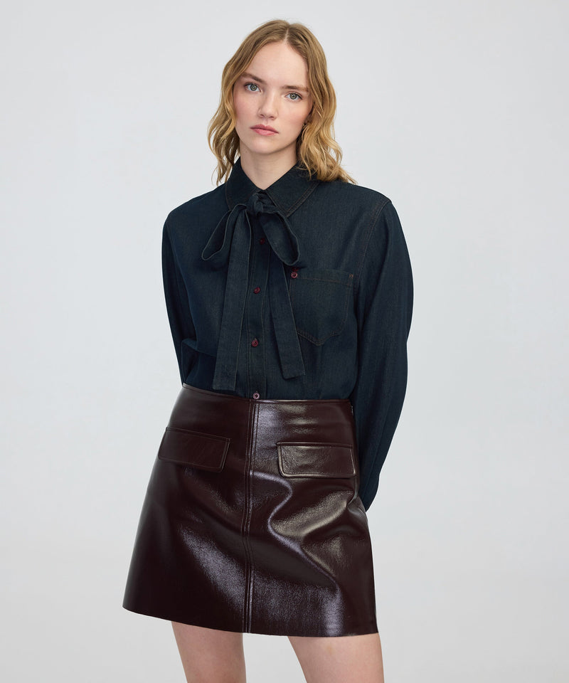 Ipekyol Tie-Neck Denim Shirt Indigo