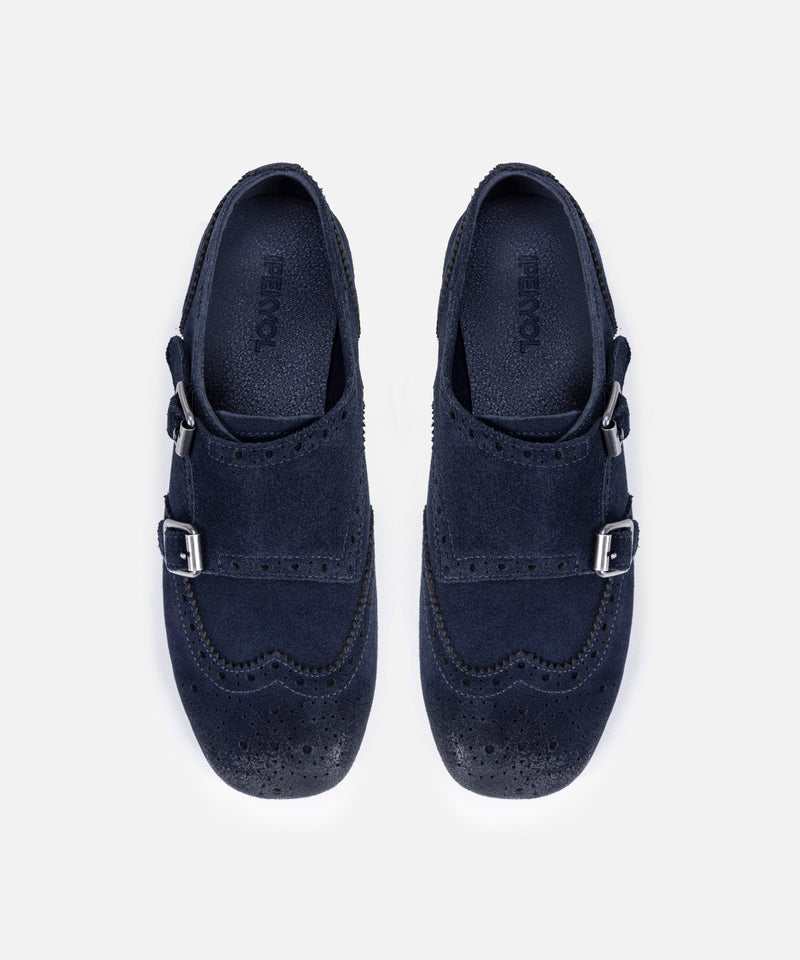 Ipekyol Buckled Leather Flats Navy