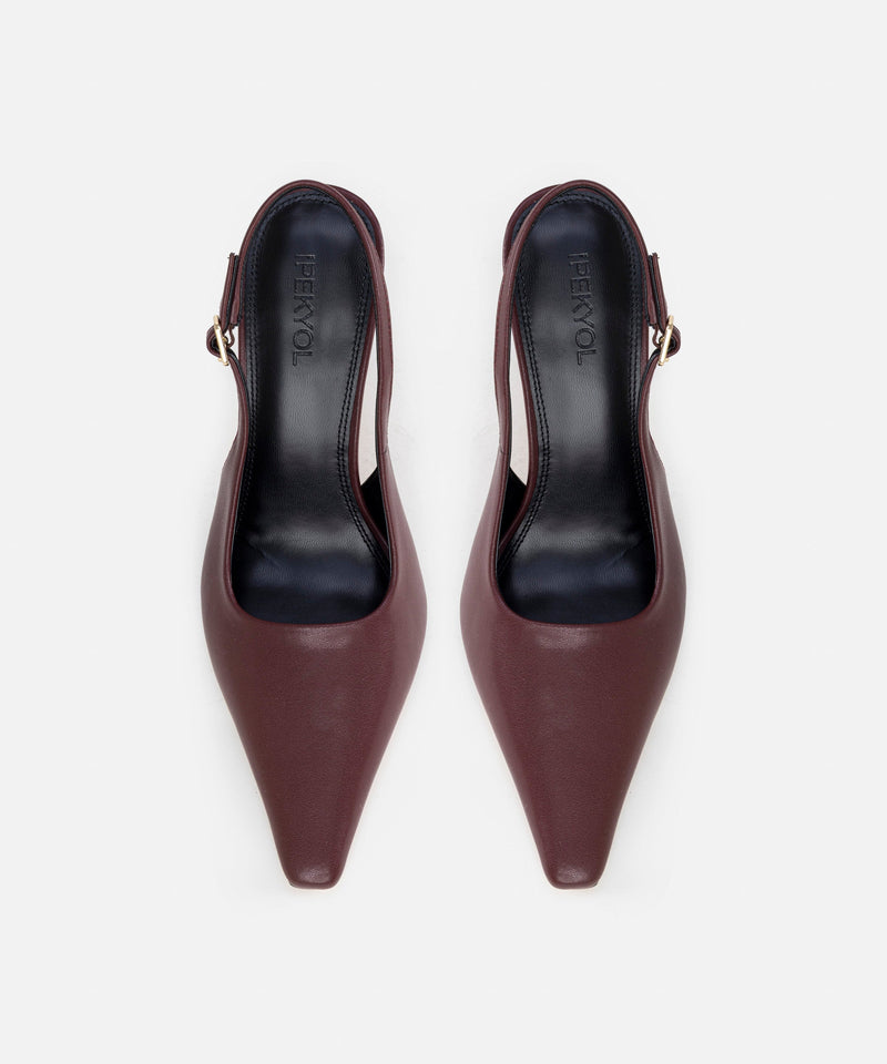 Ipekyol Faux Leather Slingback Heels Bordoux