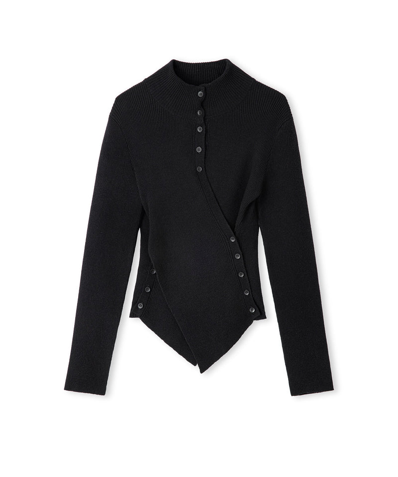 Ipekyol Asymmetric Button Knit Sweater Black