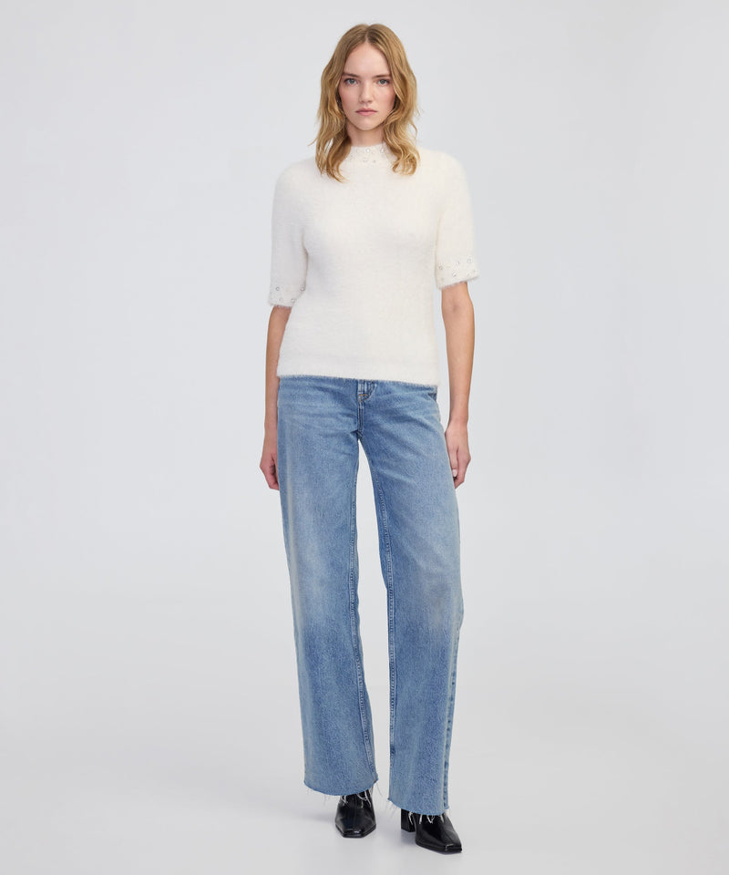 Ipekyol Embellished Soft Knit Top Ecru