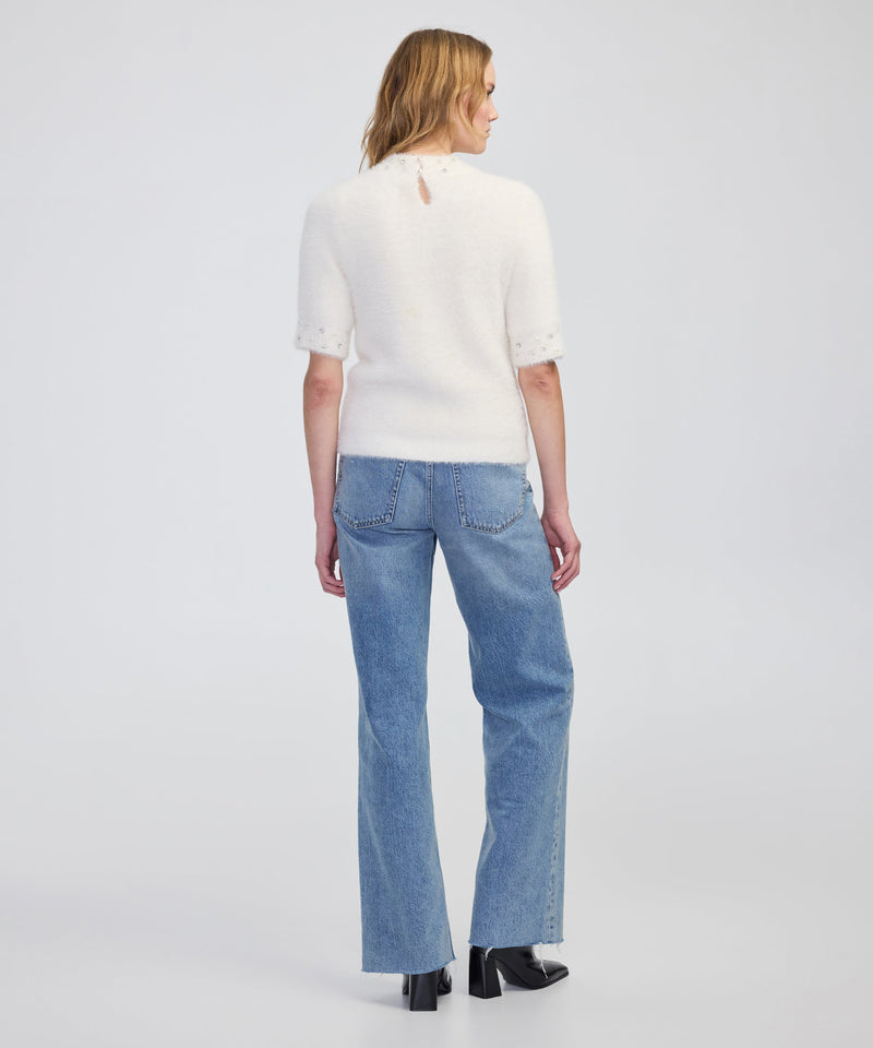 Ipekyol Embellished Soft Knit Top Ecru