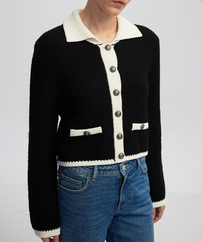 Ipekyol Color-Block Knit Cardigan Black
