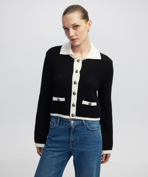 Ipekyol Color-Block Knit Cardigan Black