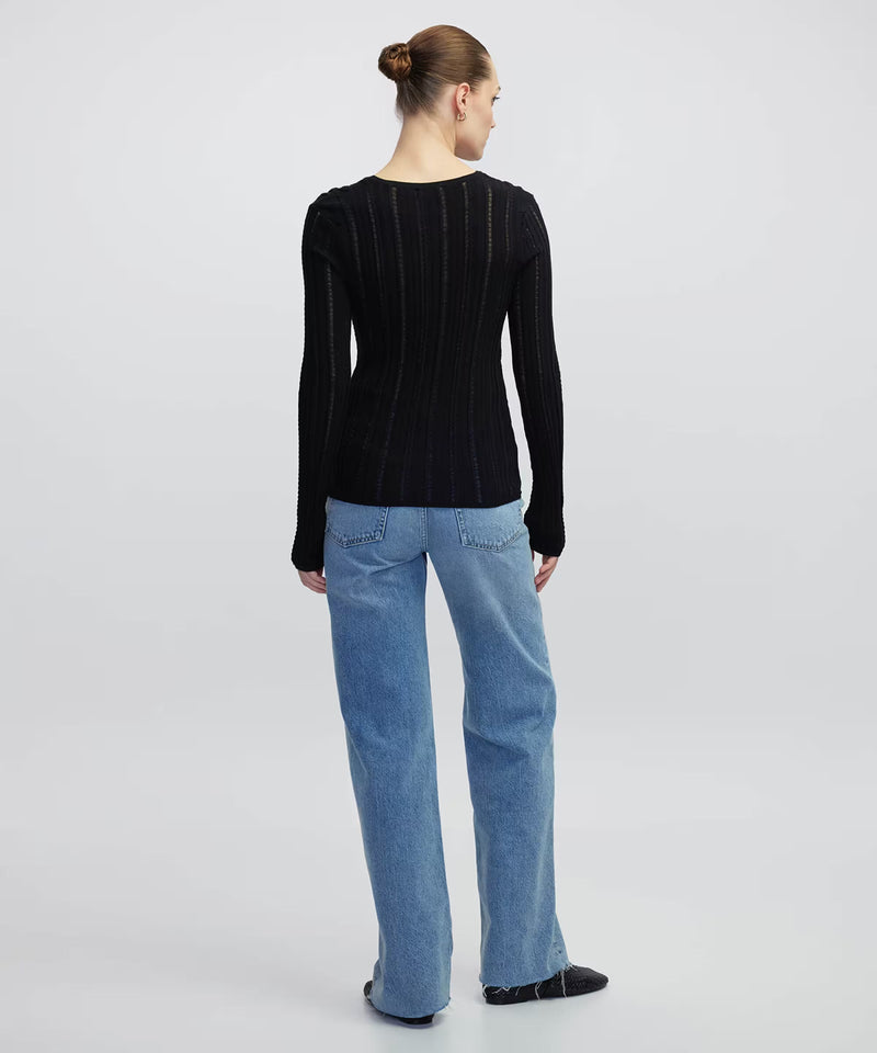 Ipekyol Openwork Knit Top Black
