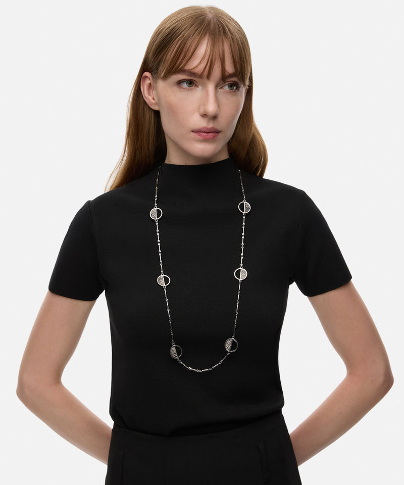 Ipekyol Multi-Piece Necklace With Faux Leather Detailing Silver