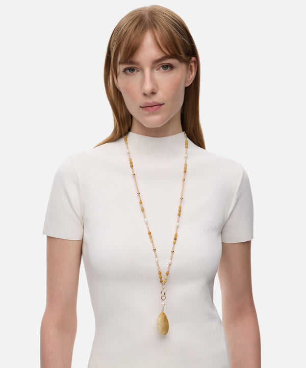 Ipekyol Mixed Bead Long Necklace Salmon