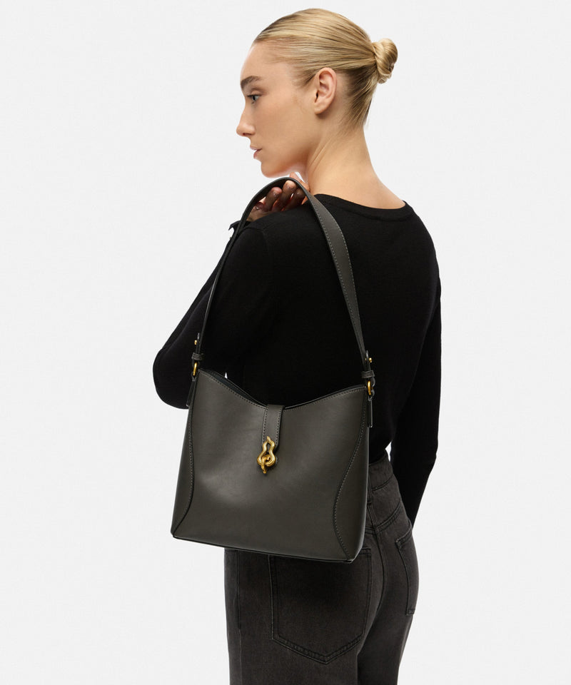 Ipekyol Leather-Effect Bag With Buckle Anthracite