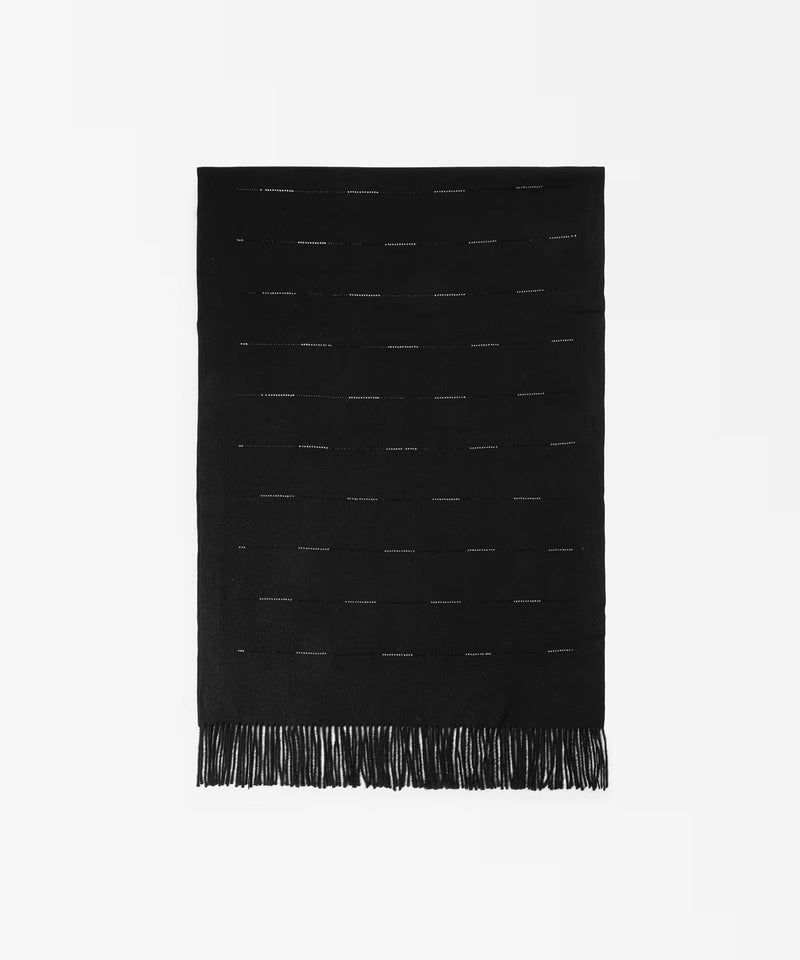 Ipekyol Rhinestone Embellished Fringed Shawl Black