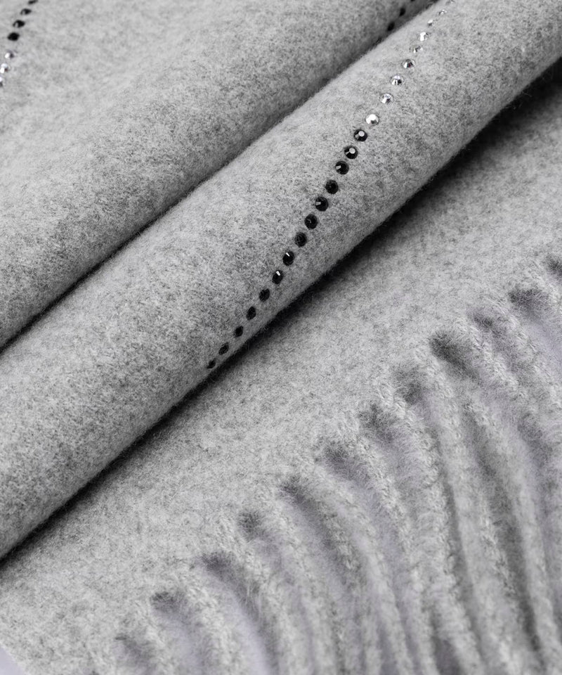 Ipekyol Rhinestone Embellished Fringed Shawl Grey