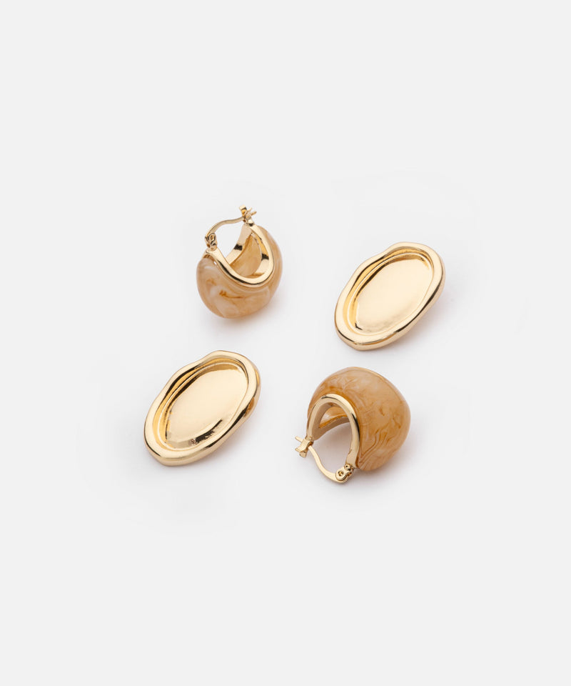 Ipekyol Resin And Oval-Shaped Earrings Set Salmon