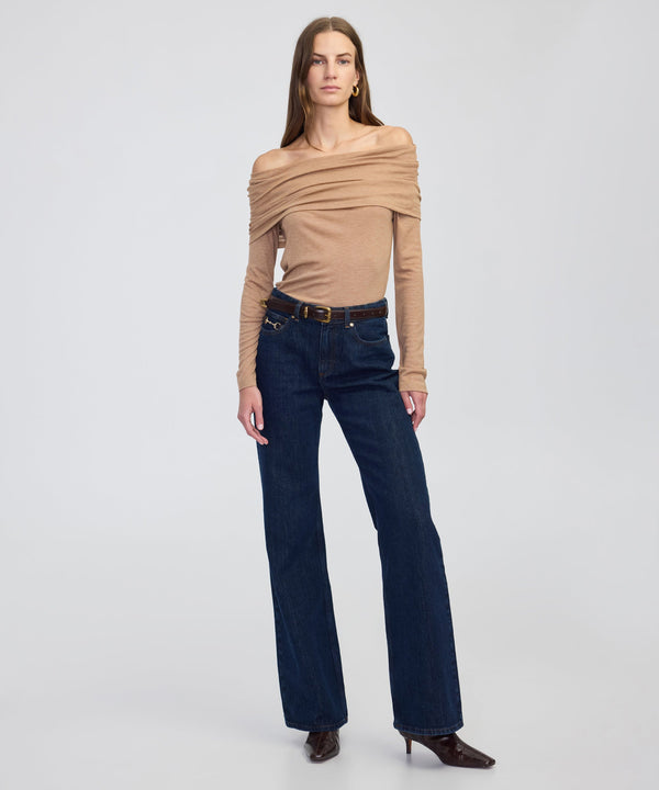 Ipekyol Off-The-Shoulder T-Shirt Camel