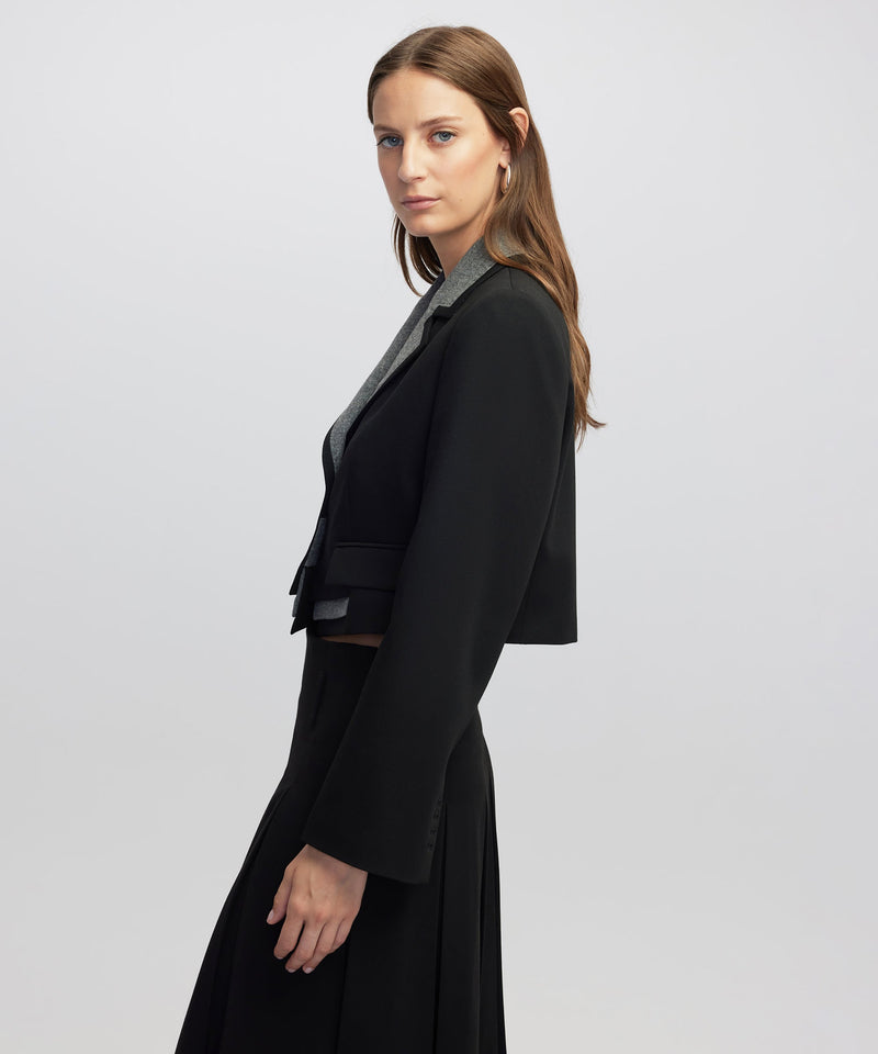 Ipekyol Mixed Media Crop Blazer Black