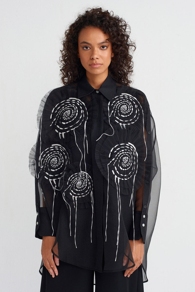 Nu Applique Detail Shirt Black/Offwhite