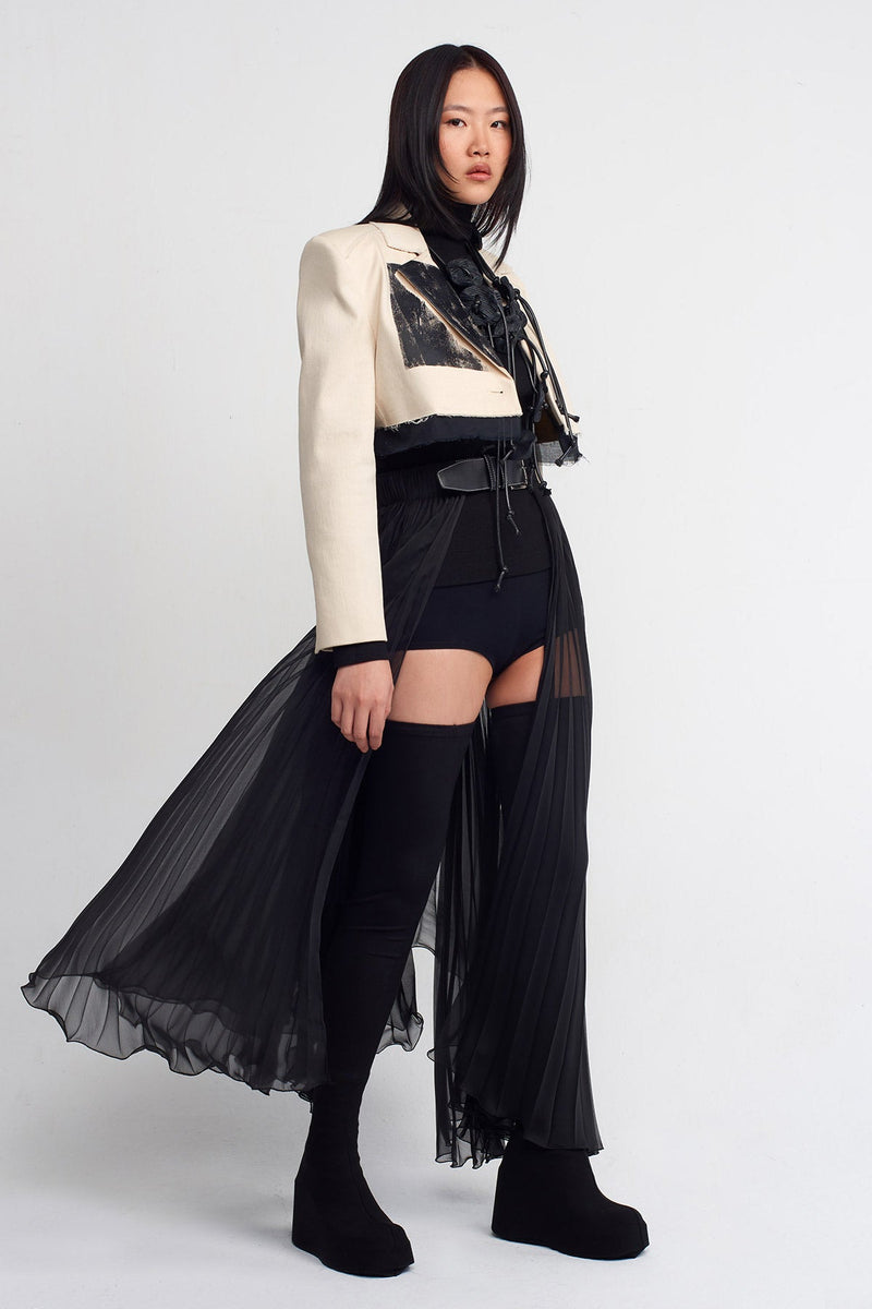 Nu Belted Chiffon Skirt Black