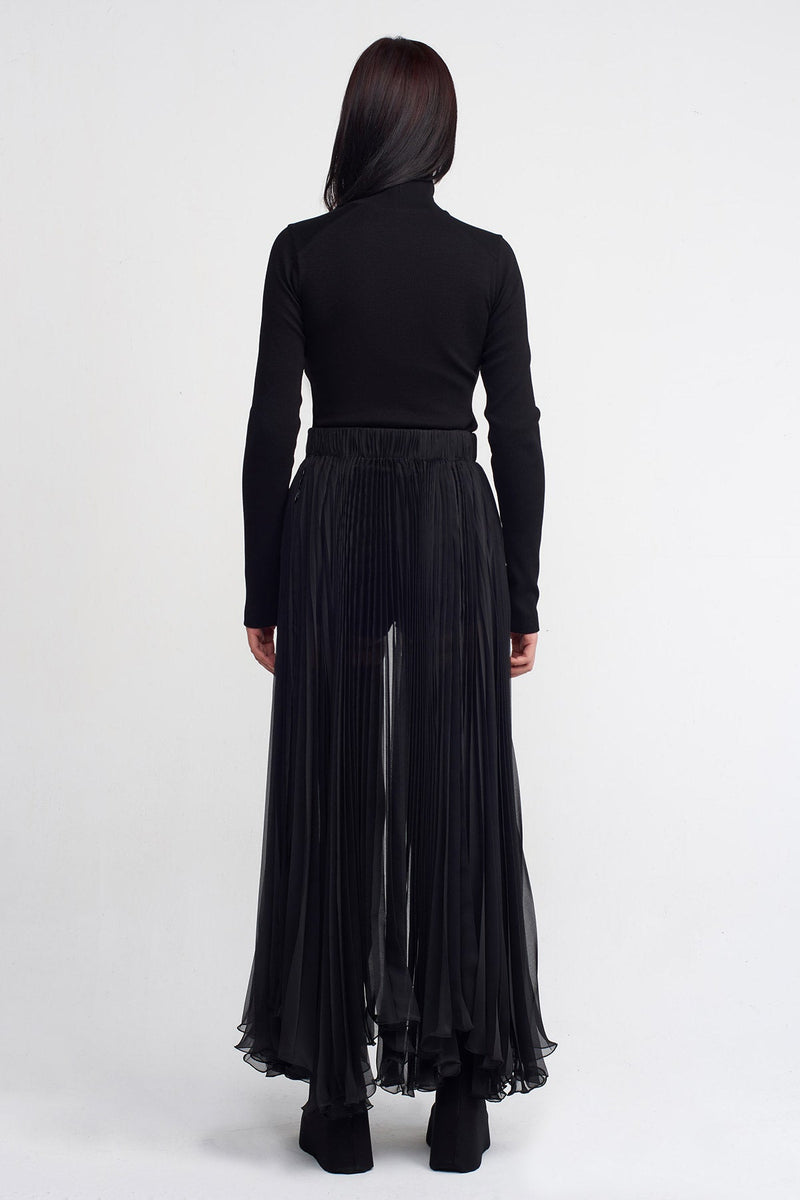 Nu Belted Chiffon Skirt Black