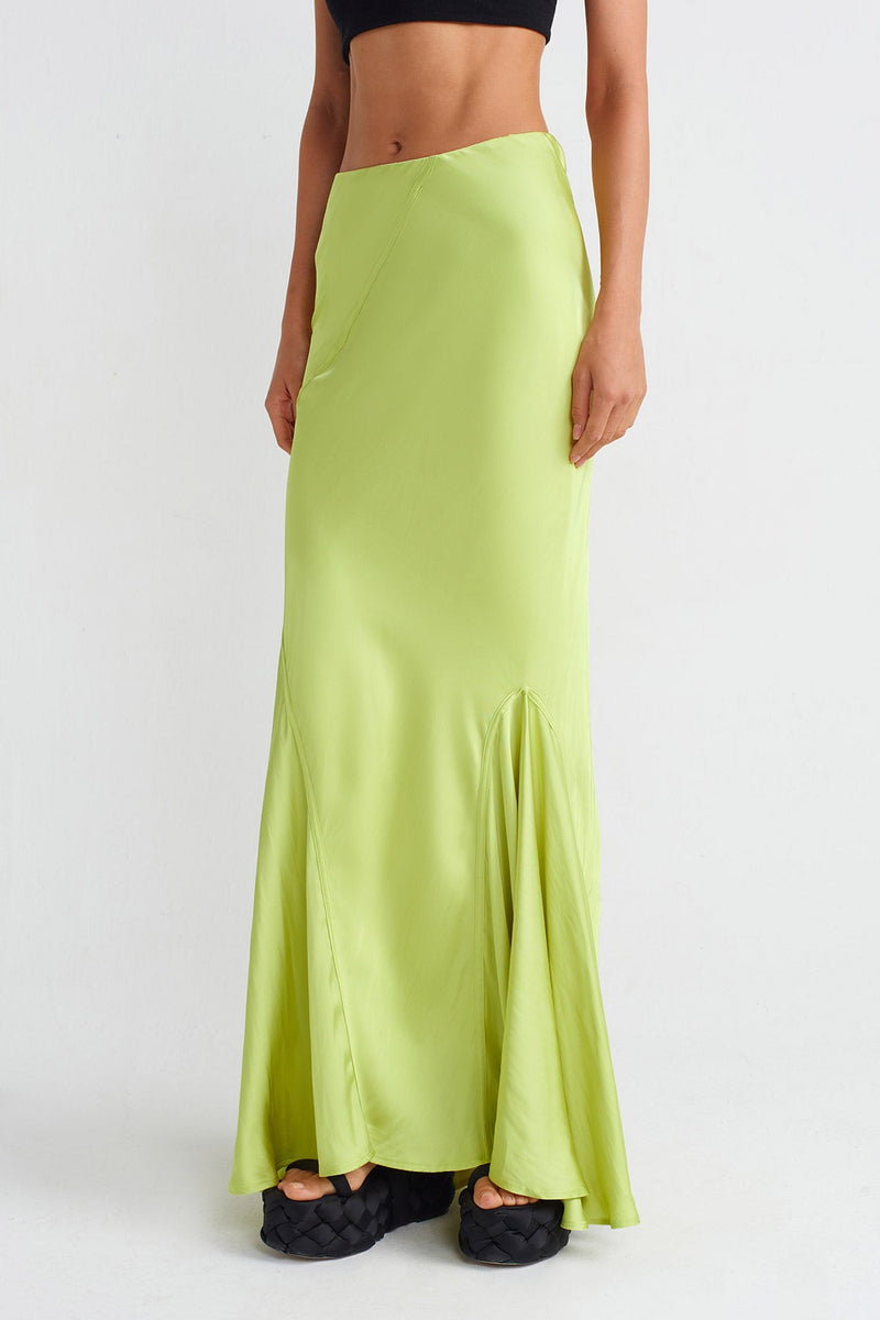 Nu Satin Long Skirt Lime