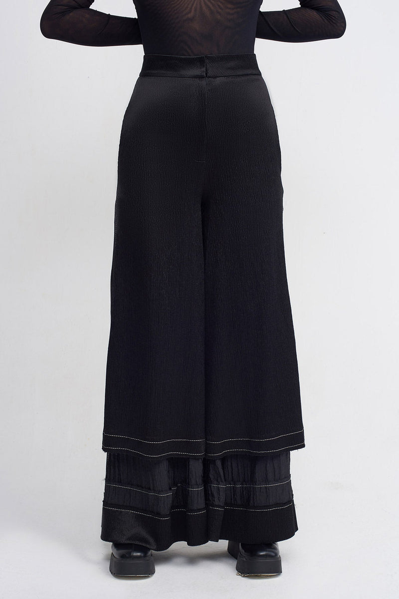 Nu Crinkle Button-Side Trousers Black