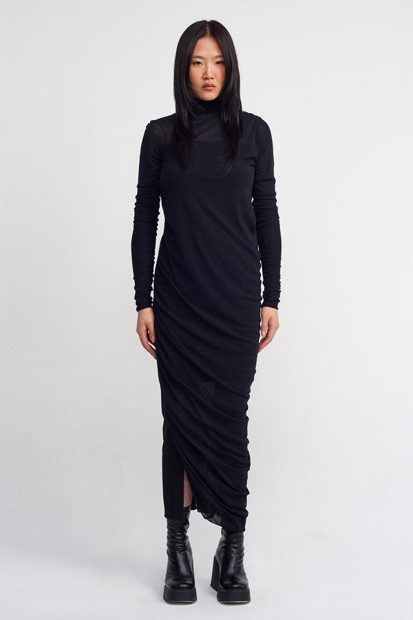 Nu Draped Tulle Dress Black