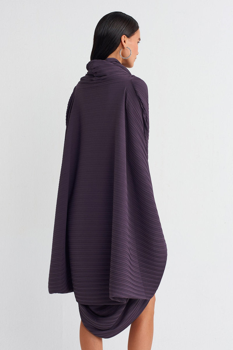 Nu Short Thin Pleated Dress Plum