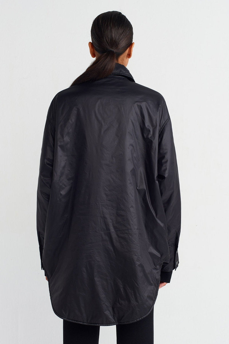 Nu Shirt Collar Windbreaker Jacket Black