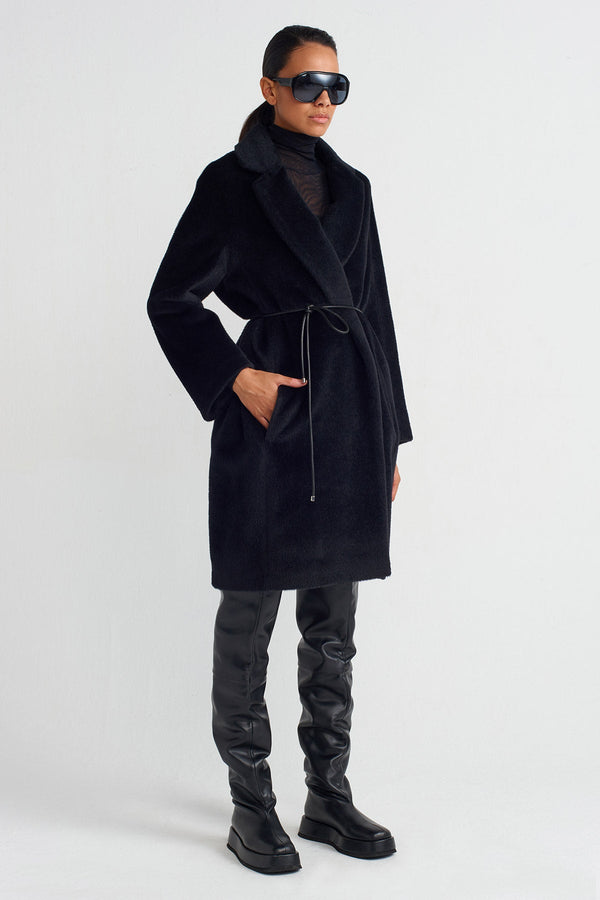 Nu Soft Plush Chic Coat Black