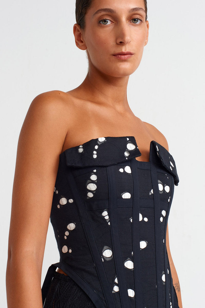 Nu Corset Strapless Top Black