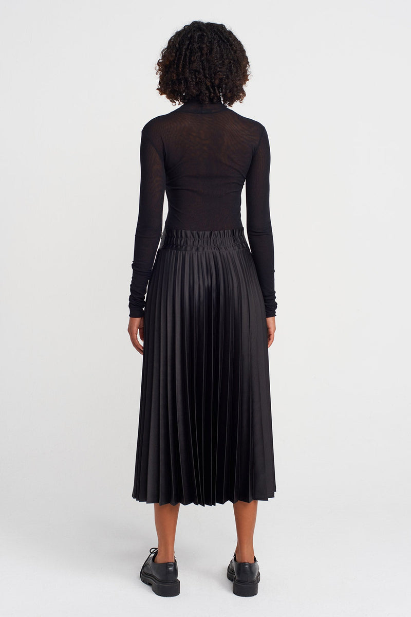 Nu Pleated Midi Skirt Black