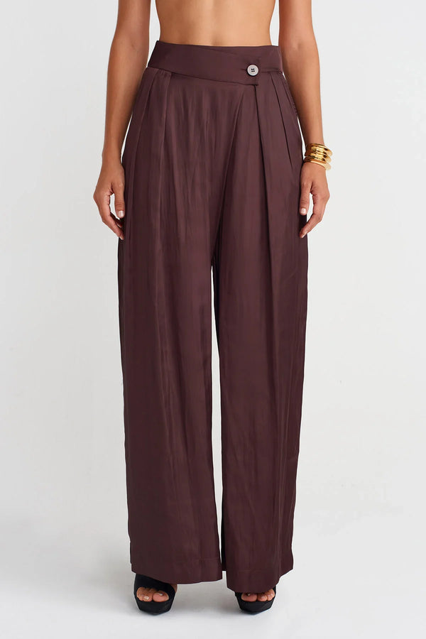 Nu Double Breasted Palazzo Pants Eggplant