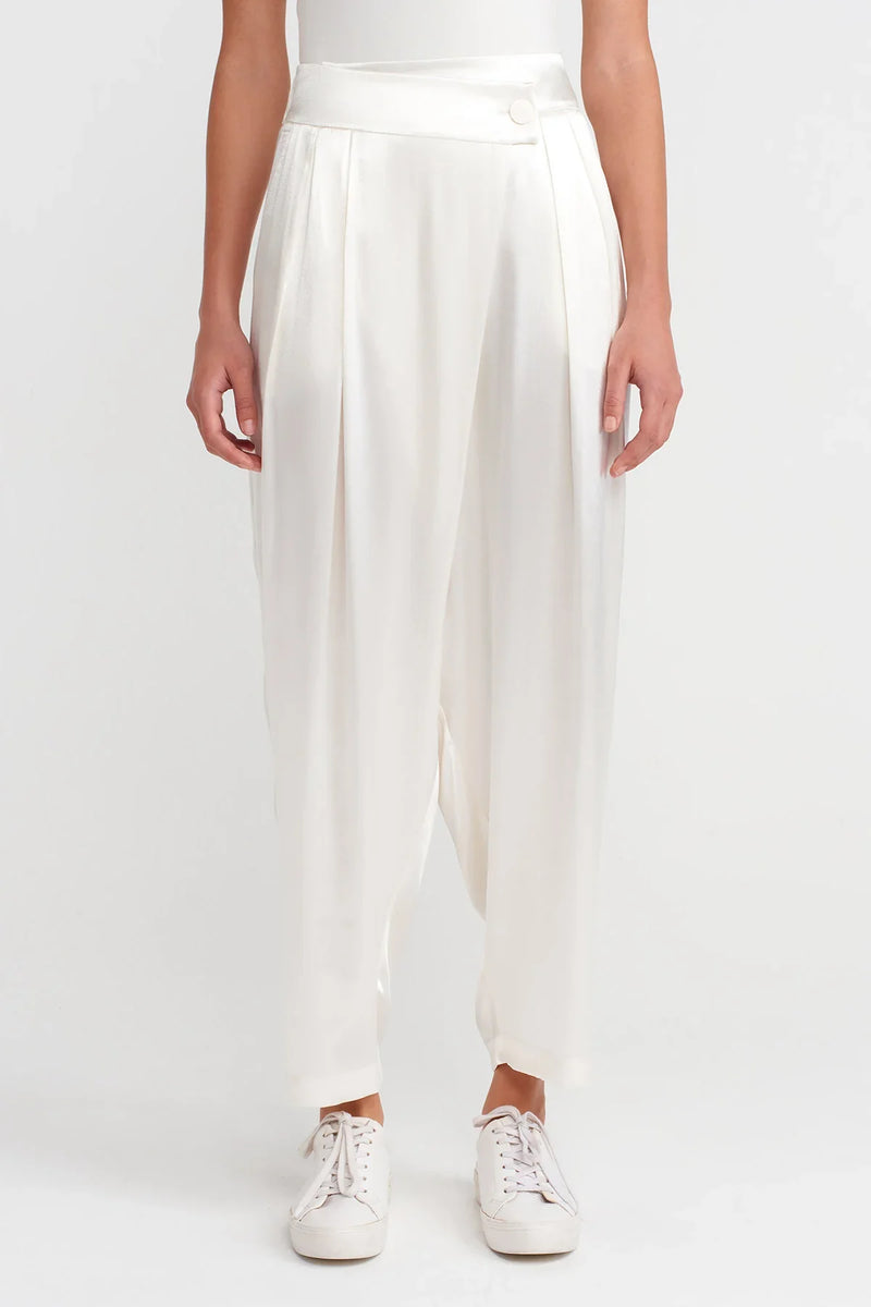 Nu Satin Double-Breasted Shalwar Off White