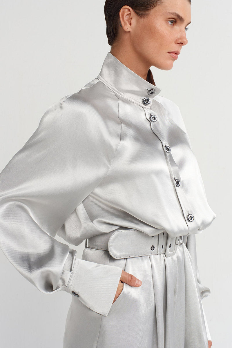 Nu Shiny Textured Jumpsuit Silver