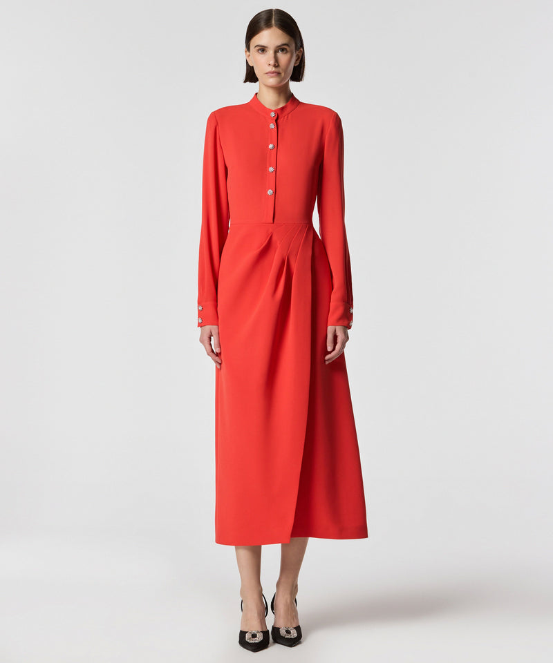 Machka Stone Buttoned Midi Dress Red