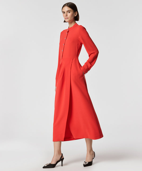 Machka Stone Buttoned Midi Dress Red