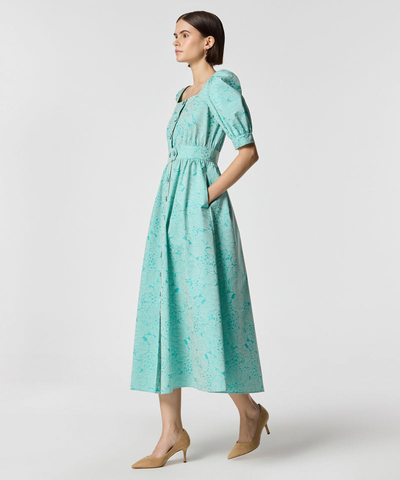 Machka Jacquard Square Neck Dress Nile