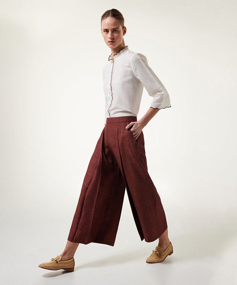 Machka Loose-Fit Linen Trousers Brick